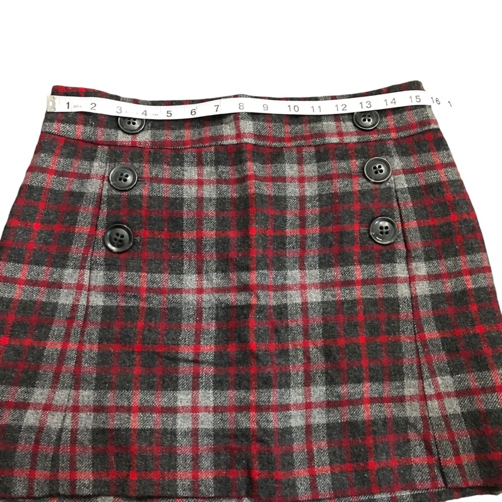 Y2K Tartan Plaid Wool Academia Mini Skirt Size 2 - Picture 8 of 12